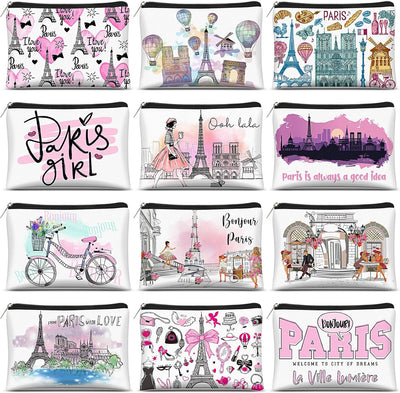 Bolsa cosméticos cremallera recuerdos viaje París Chicago