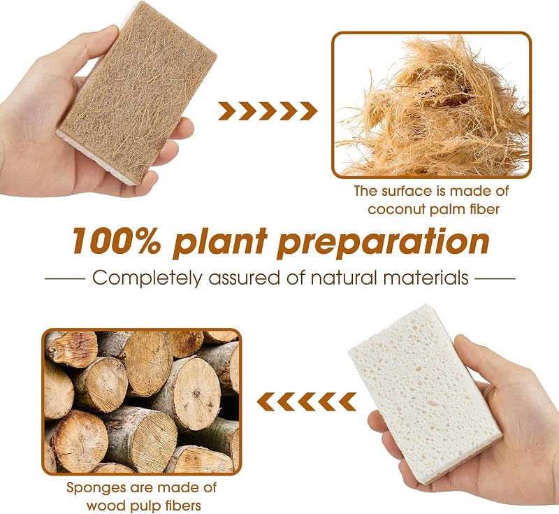 10 Pzas Esponjas Naturales para Platos Fibra Coco
