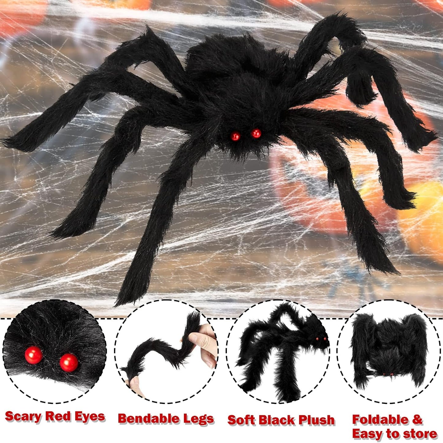8 Arañas Gigantes Decoración Halloween Aterradoras