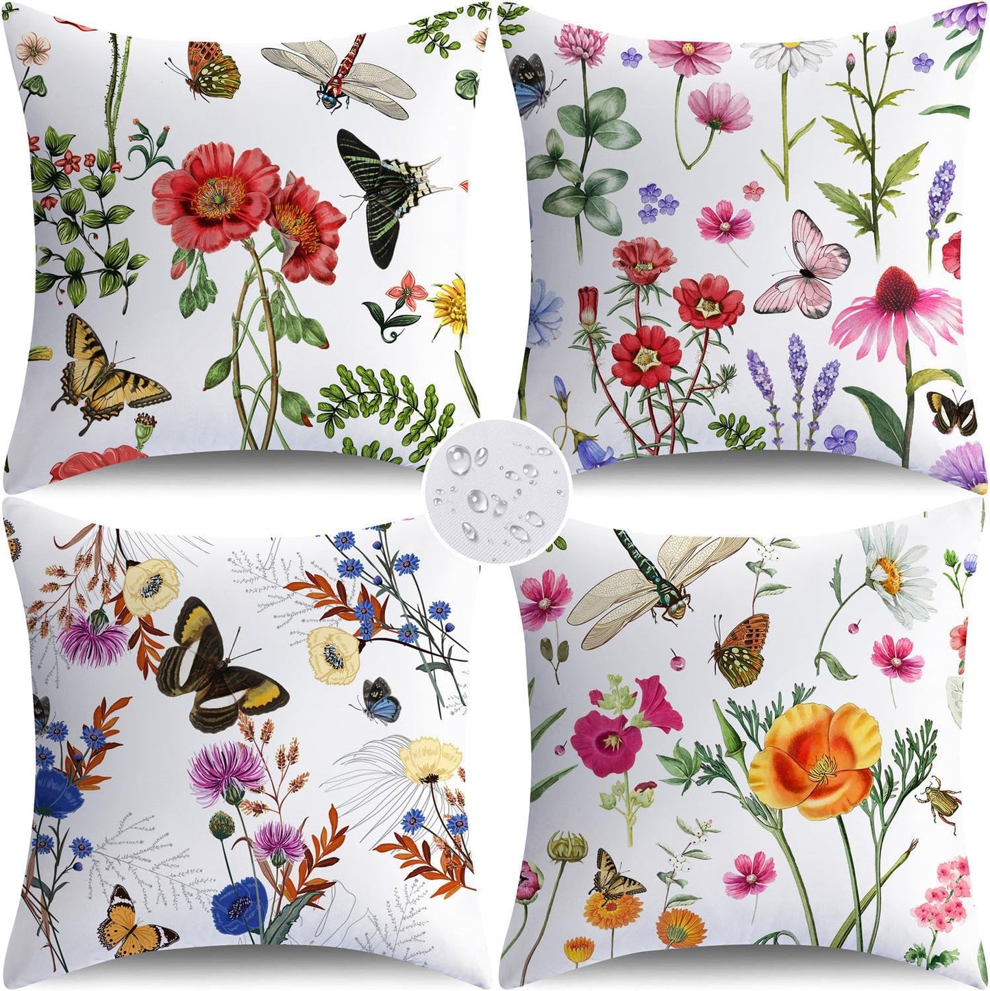 4 Pzas Fundas Almohada Impermeables 18x18" Floral