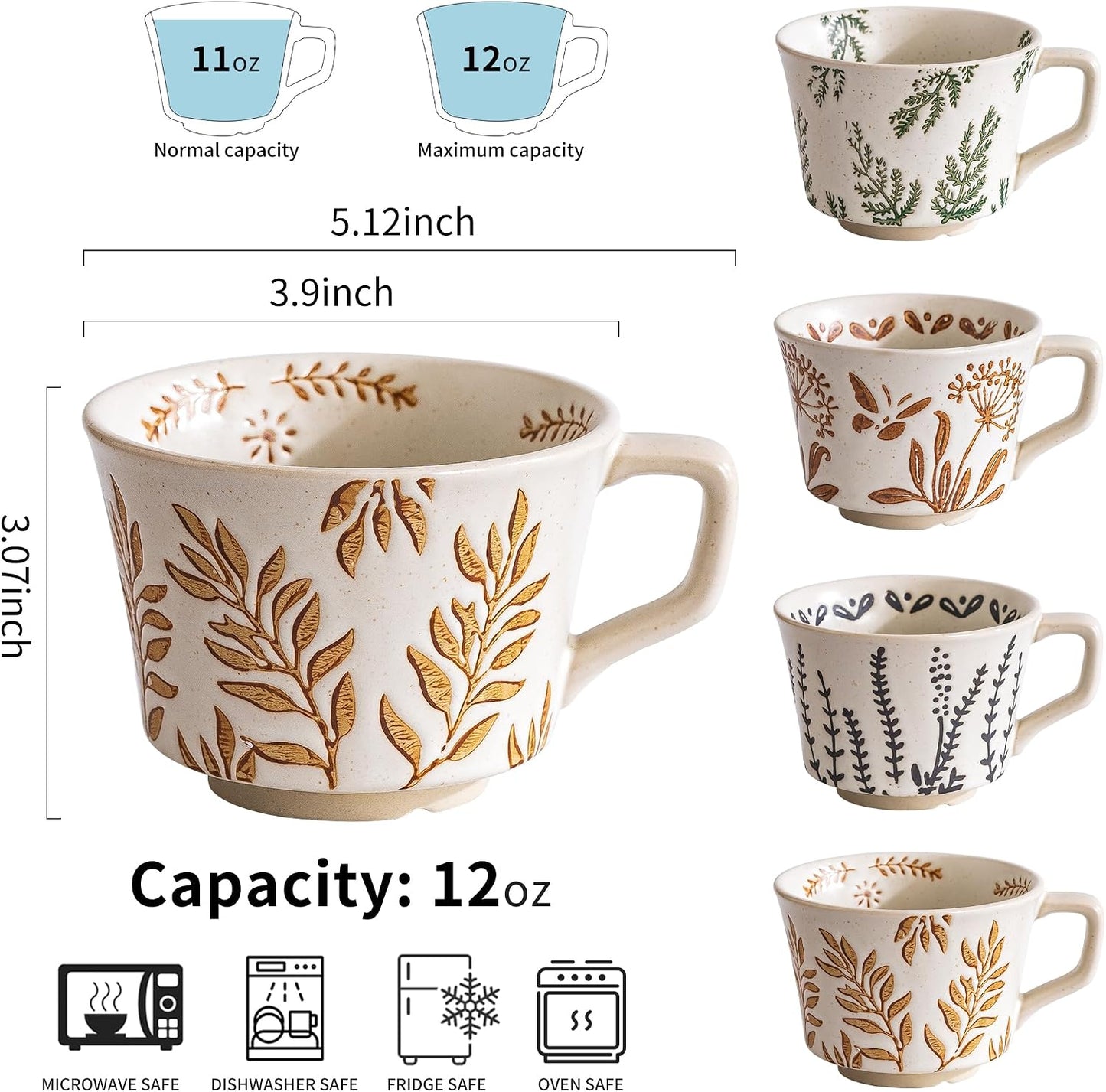 Tazas cerámica 11oz 2 pzas set café 3D para té capuchino
