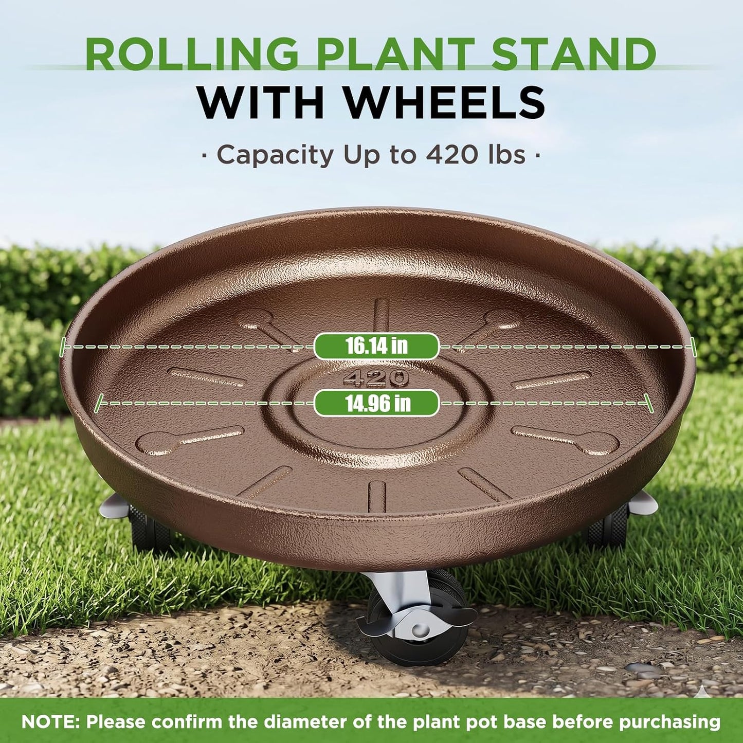 Soporte plantas con ruedas metal resistente 420