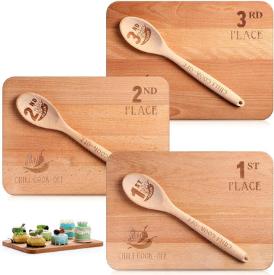 Set 3 trofeos cocina chile madera haya premio primer lugar