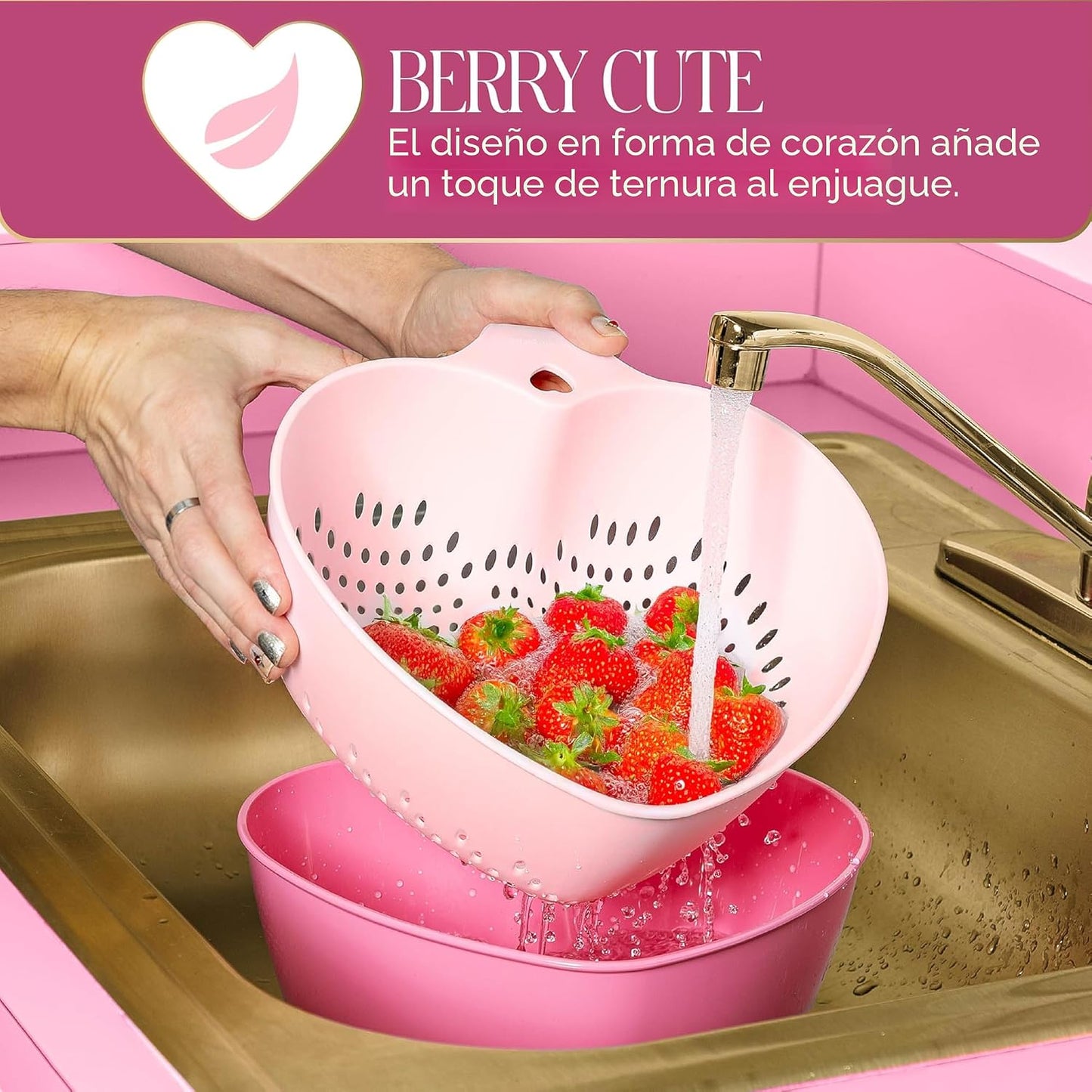 Set 2 Pzas Cuencos Coladores 3qt Sin BPA Rosa