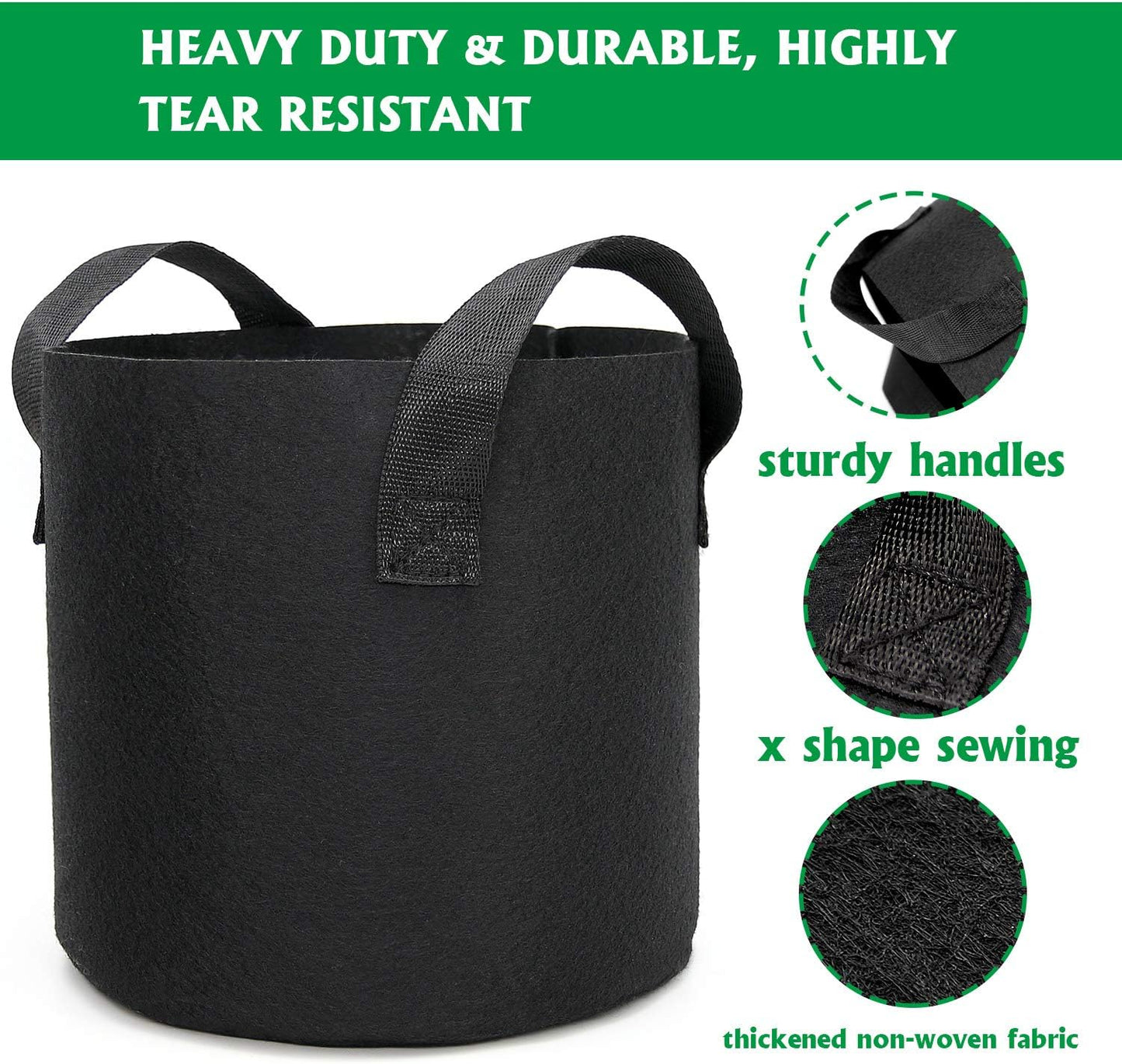 Bolsas cultivo tela resistente 6 pzas 1gal para papa fresa