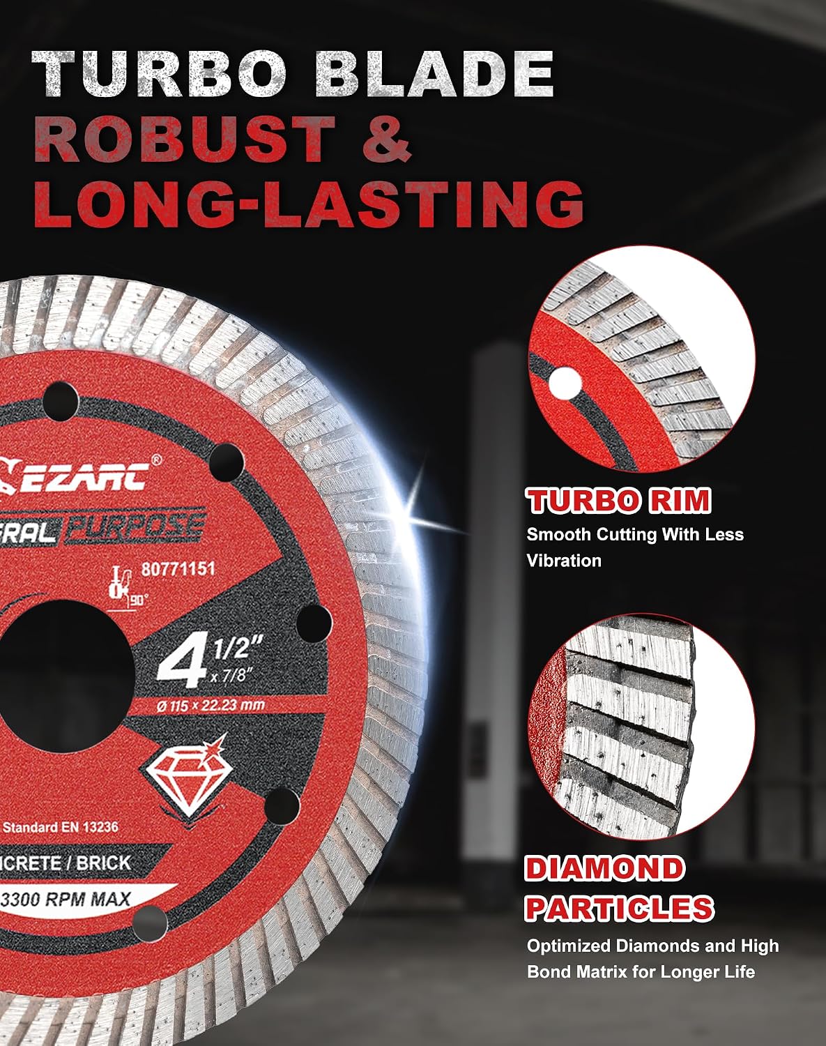 Hojas sierra diamante 4.5pulg para amoladora 3 pzas