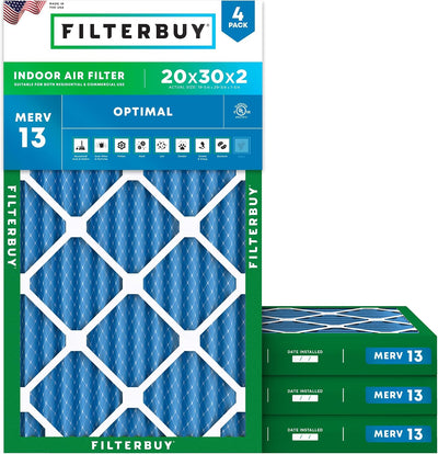 Filtro aire MERV13 plisado electrostático 20x30x2pulg 4pzas