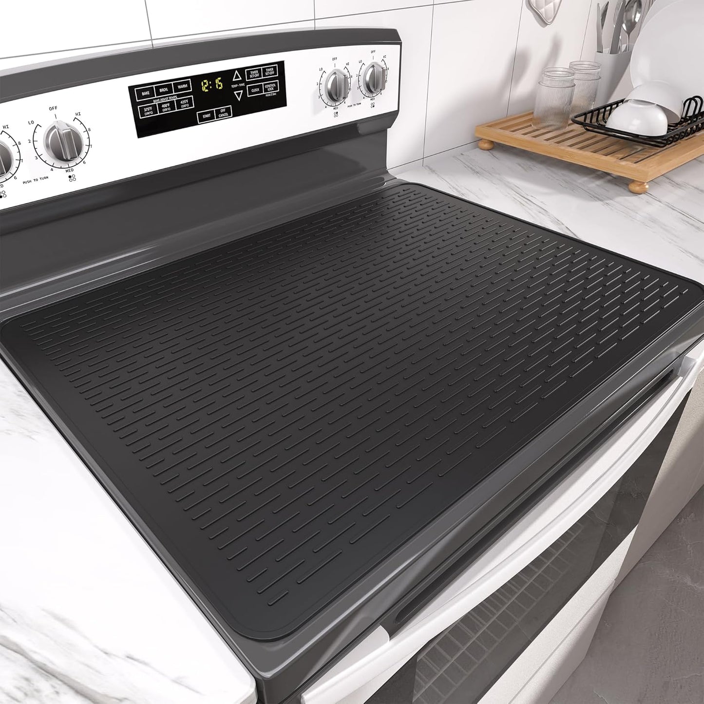 Cubierta estufa eléctrica tapete silicona XXL 30x21pulg negro