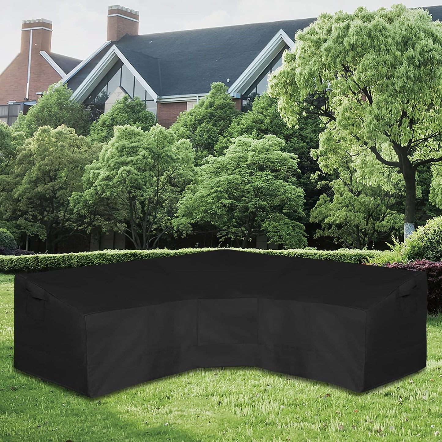 Funda sofa forma V impermeable 118x33.5x31pulg negro