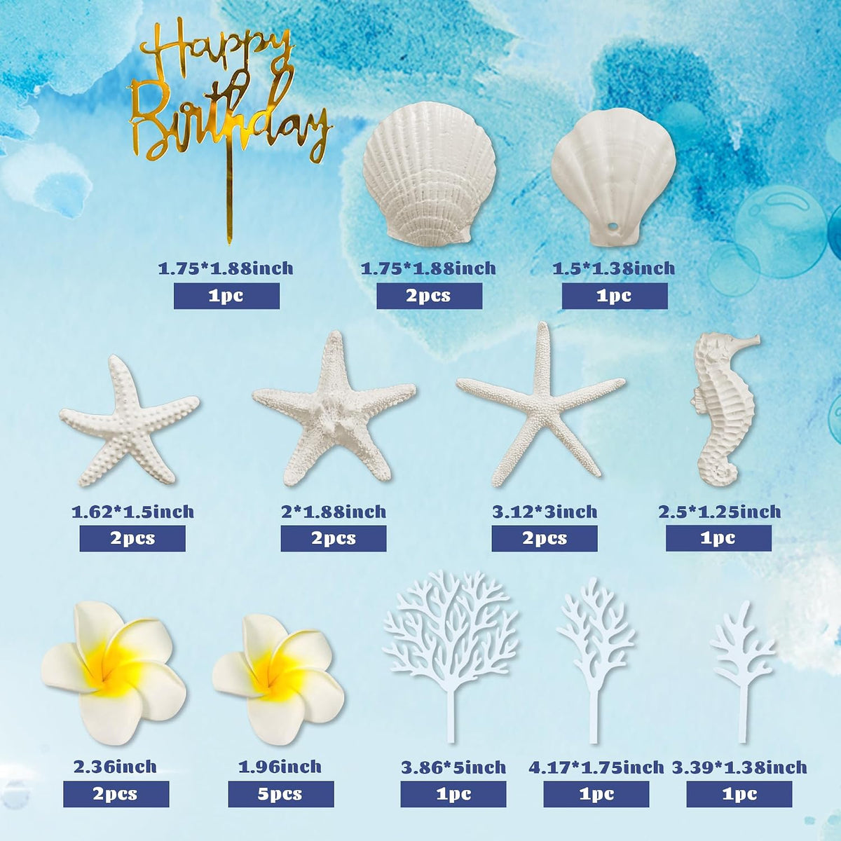 21 Pzas Decoración Pastel Flores Hawaianas Plumeria Blanco