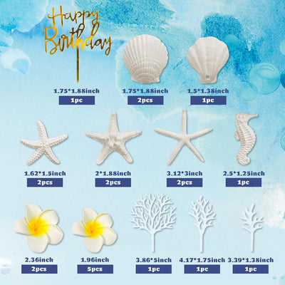 21 Pzas Decoración Pastel Flores Hawaianas Plumeria Blanco