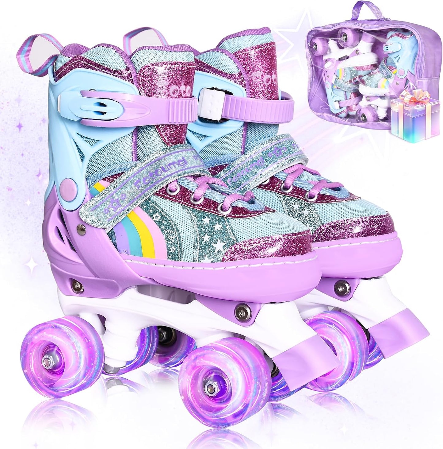 Patines cuádruples iluminados para niños 3-12 años