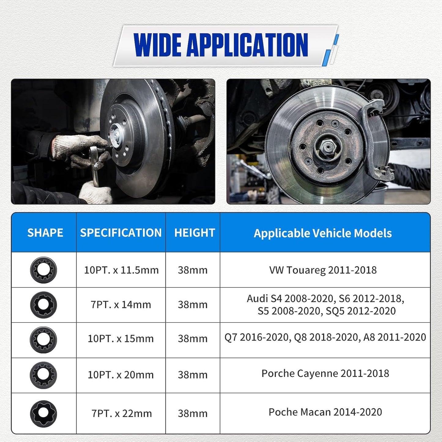 Set llaves pinza freno VW 5 herramientas 1/2 pulg
