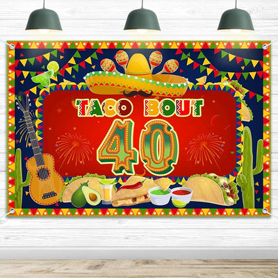 Fondo pancarta feliz cumpleaños 40x40ft decoración cactus mexicano