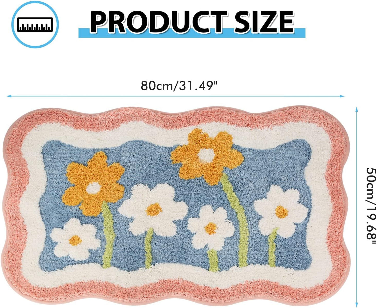 Alfombra baño felpa antideslizante 19.68x31.49pulg
