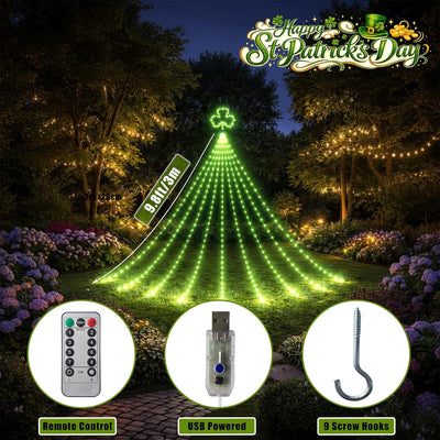 Cadena luces San Patricio 9.7pulg 347 LED sombrero duende 8 modos