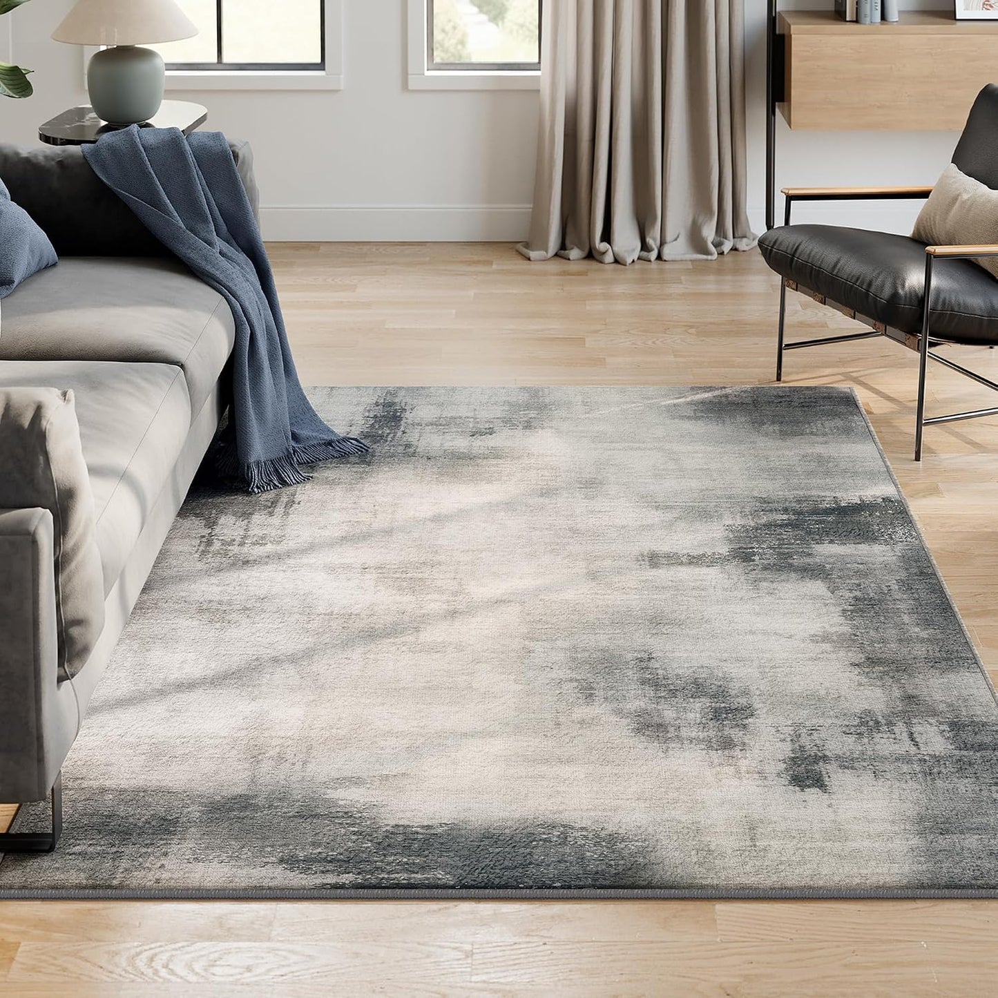 Alfombra 5x7ft antideslizante estilo moderno gris paloma