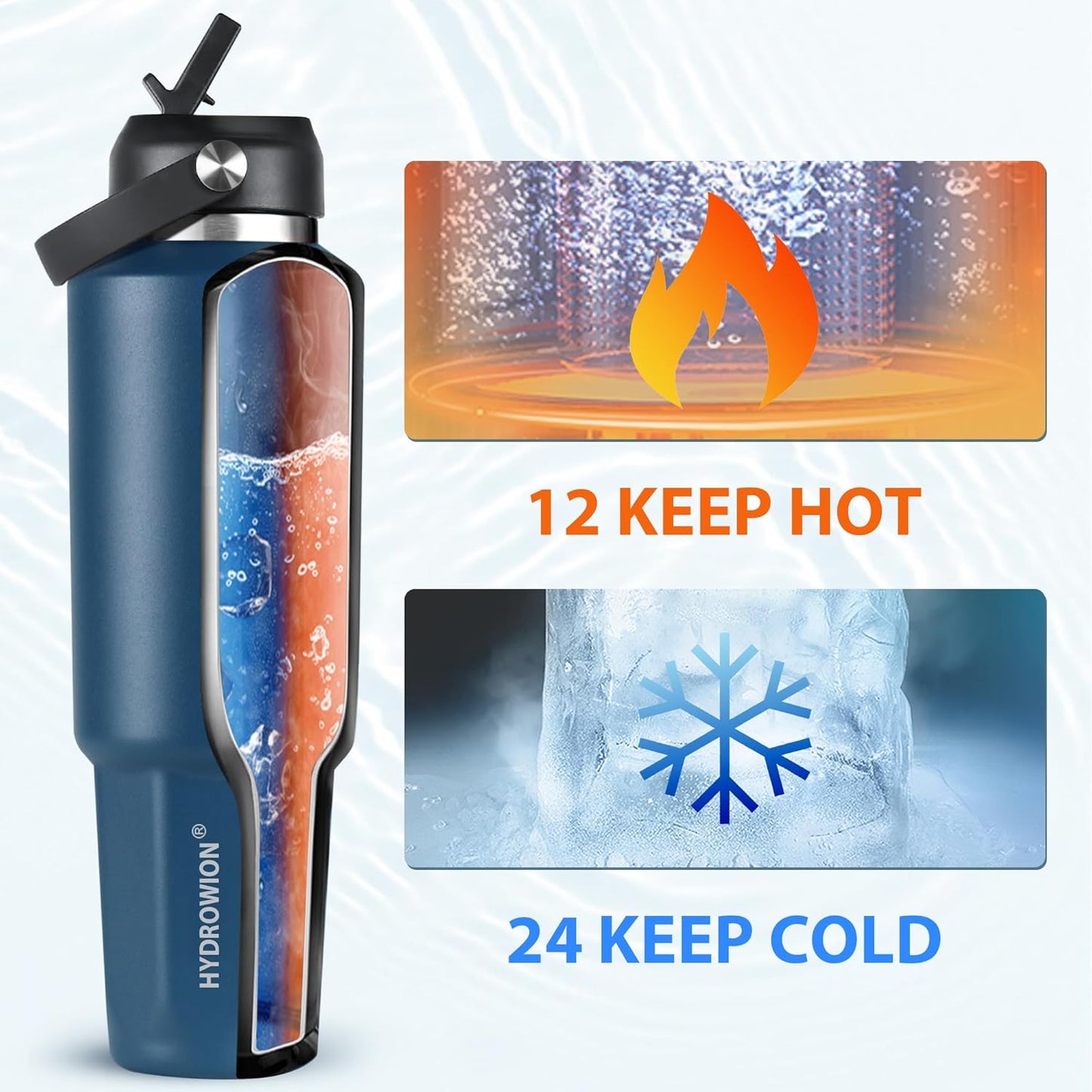 Botella agua aislada vacío 40oz soporte coche tapa popote