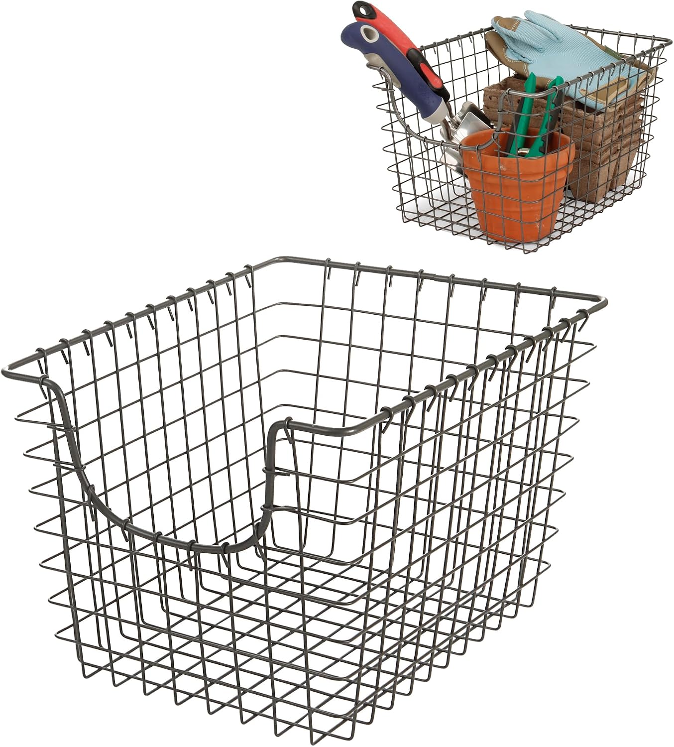Cesta almacenamiento metal gris cocina despensa estilo