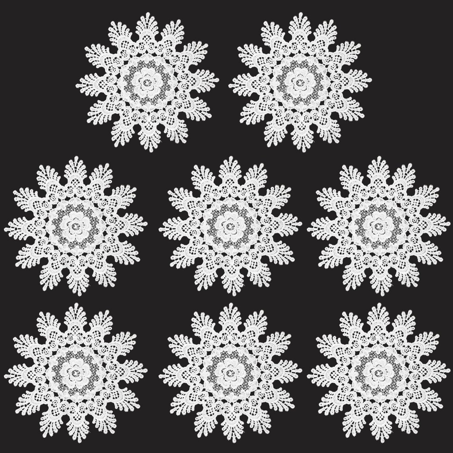 8 Pzas Tapetes Encaje Redondo 10pulg Celosia Blanca