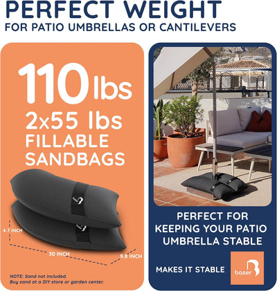 Bolsas rellenables curvadas 2x55lb para sombrillas y jardín