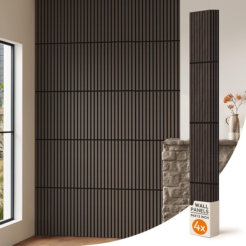 Paneles acústicos plegables MDF 94.5x12.6" nogal set 4