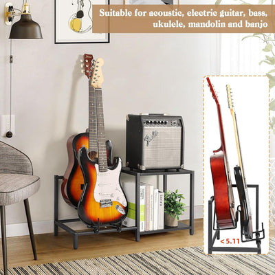 Soporte guitarra 2 niveles con soporte amplificador