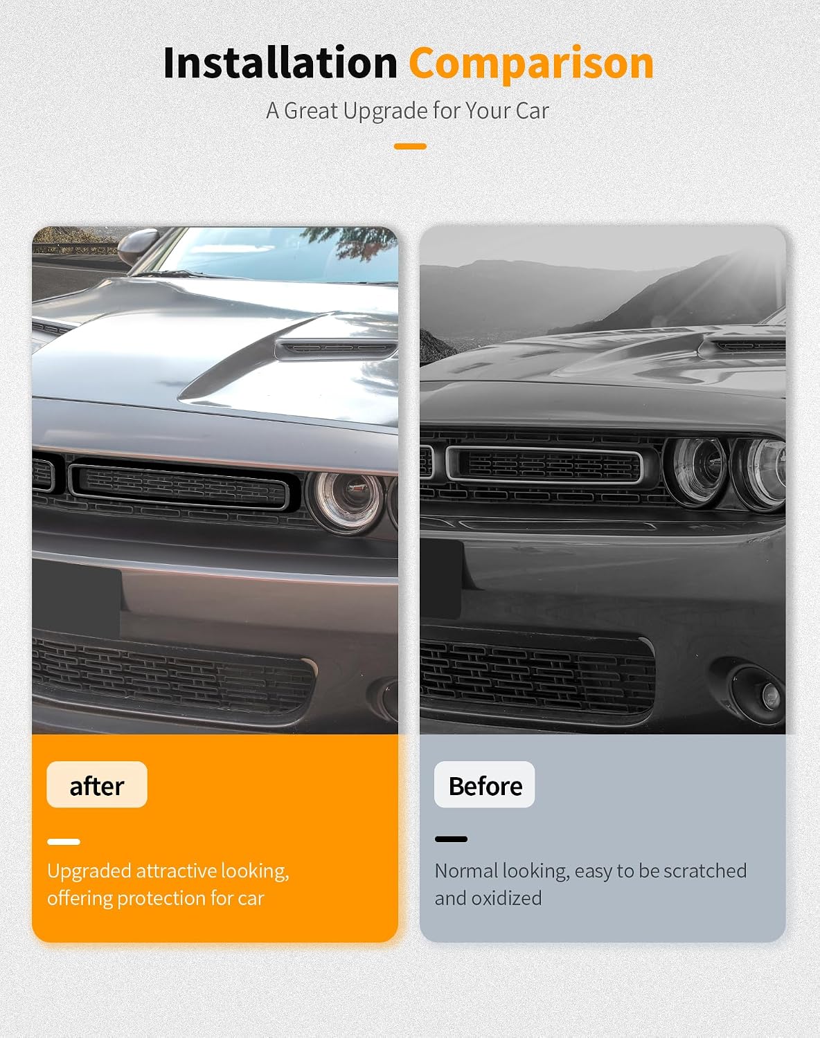 Rejilla delantera cubierta Dodge Challenger 2015-25 Negro