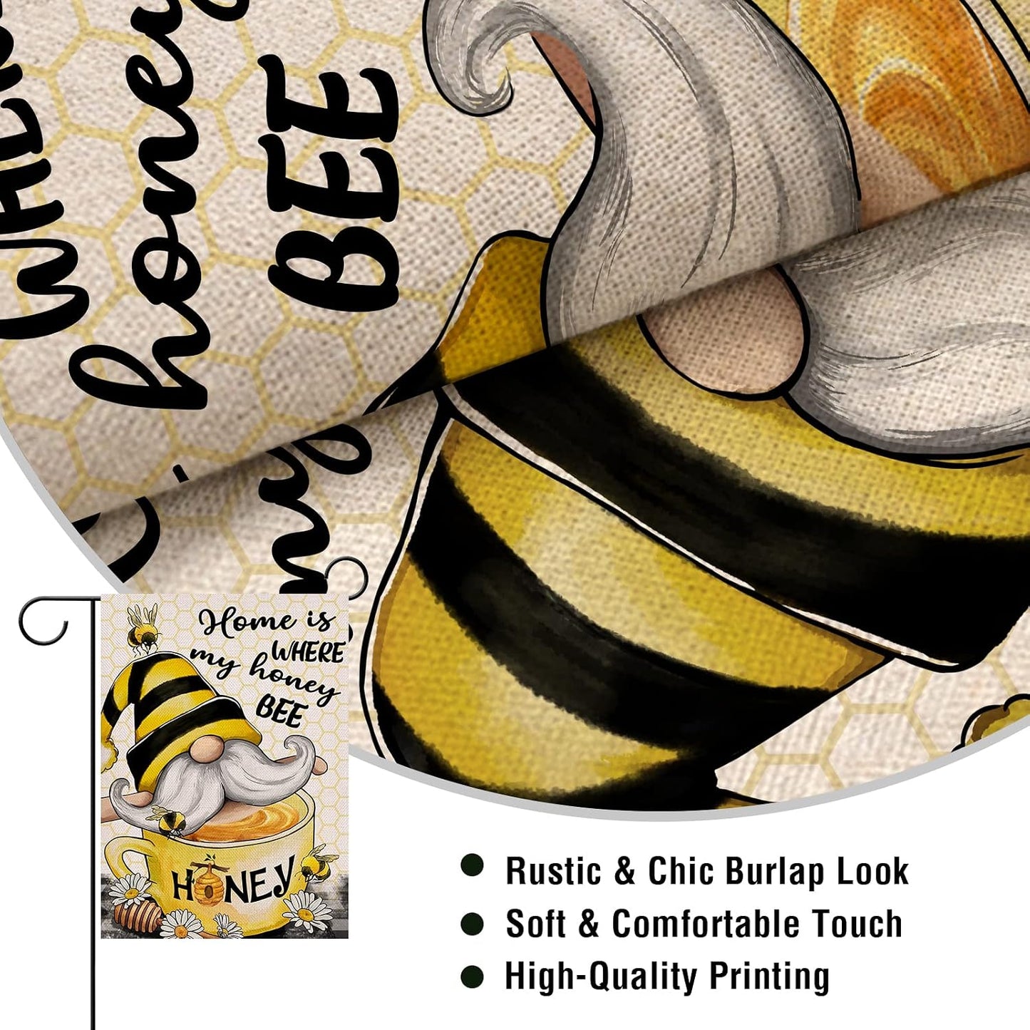Bandera decorativa jardín 12x18" Gnomo Bumble Bee