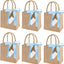 6 Pzas Bolsas Arpillera con Asas Reutiliz. Cinta Seda Azul
