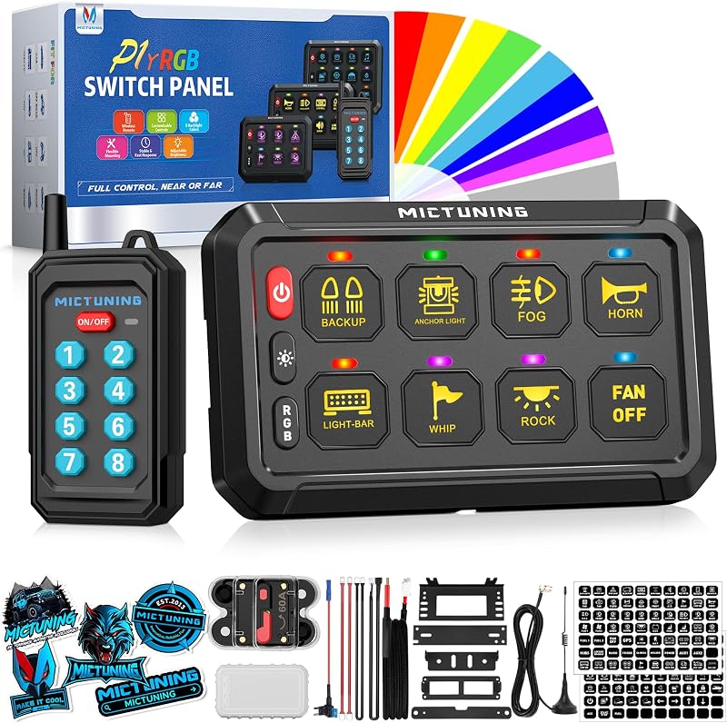 Panel interruptores RGB 8 vías control RF 230 ft