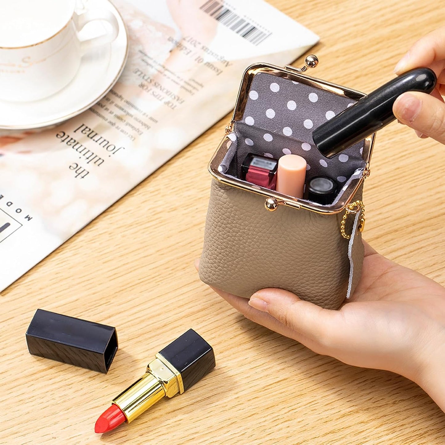 Caja joyería cuero genuino mini con cerradura