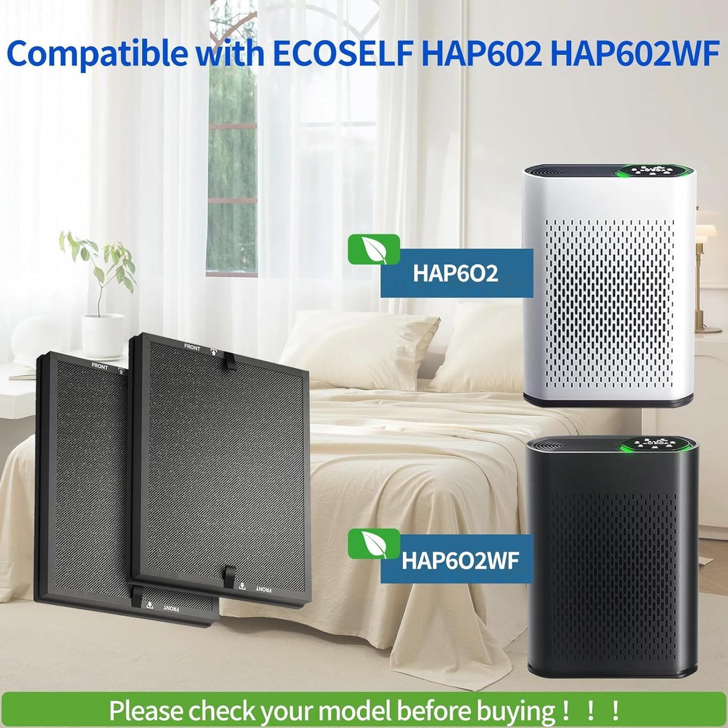 2 Filtros HEPA 3en1 Repuesto ECOSELF HAP602