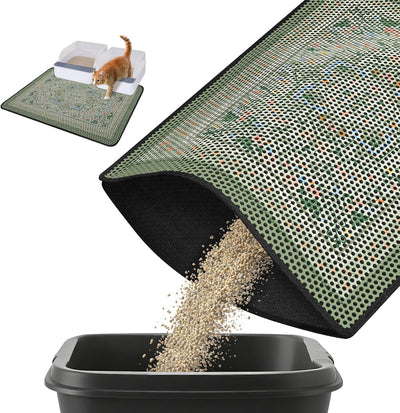 Tapete arena gatos 30x24pulg doble capa color verde frijol
