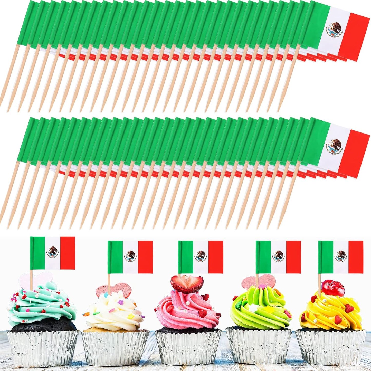 2000 palillos bandera mexicana para cupcakes fiesta