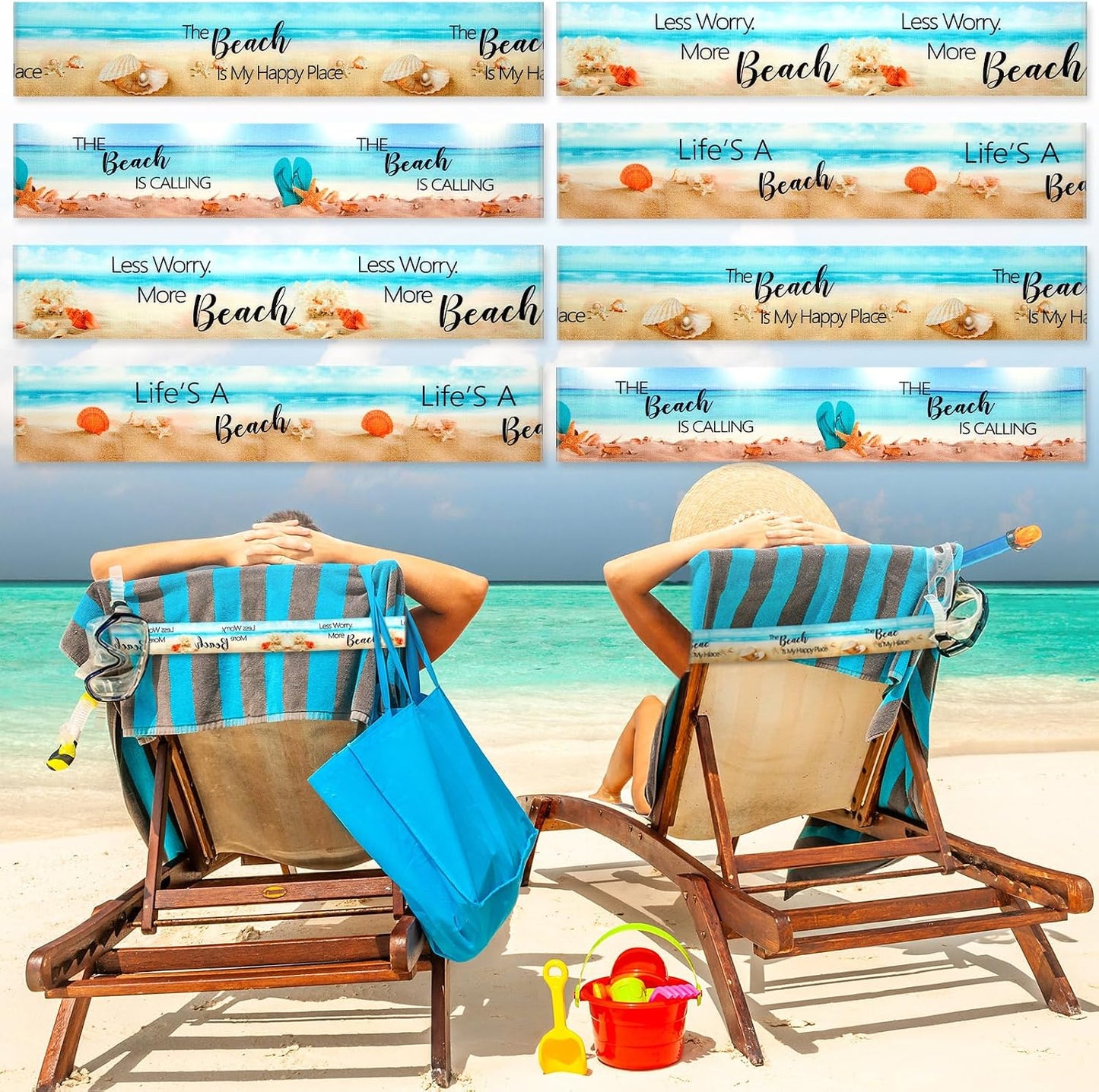8 Bandas Toalla Silla Playa Elásticas Resistentes Viento