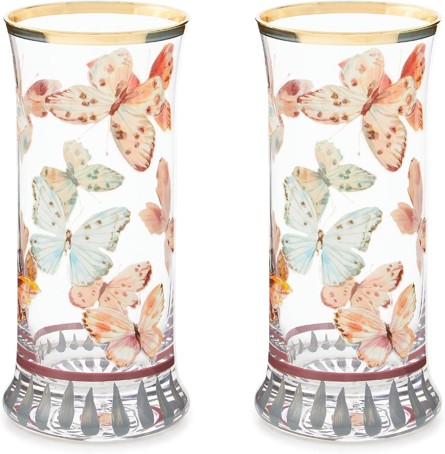 Vasos Highball 15oz Set 2 con bordes dorados