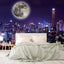 Papel tapiz tela vista nocturna ciudad luna 88x59"