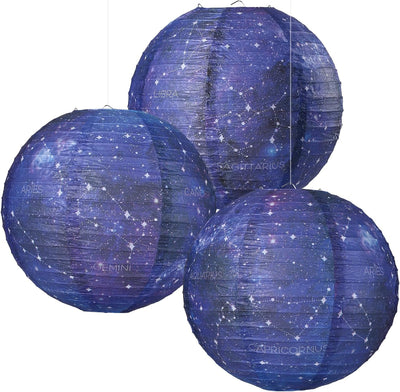 3 Pzas Linternas Papel Galaxia Constelación 30cm Decoración Fiesta