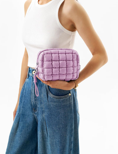 Bolsa maquillaje acolchada para viaje mujer cosméticos