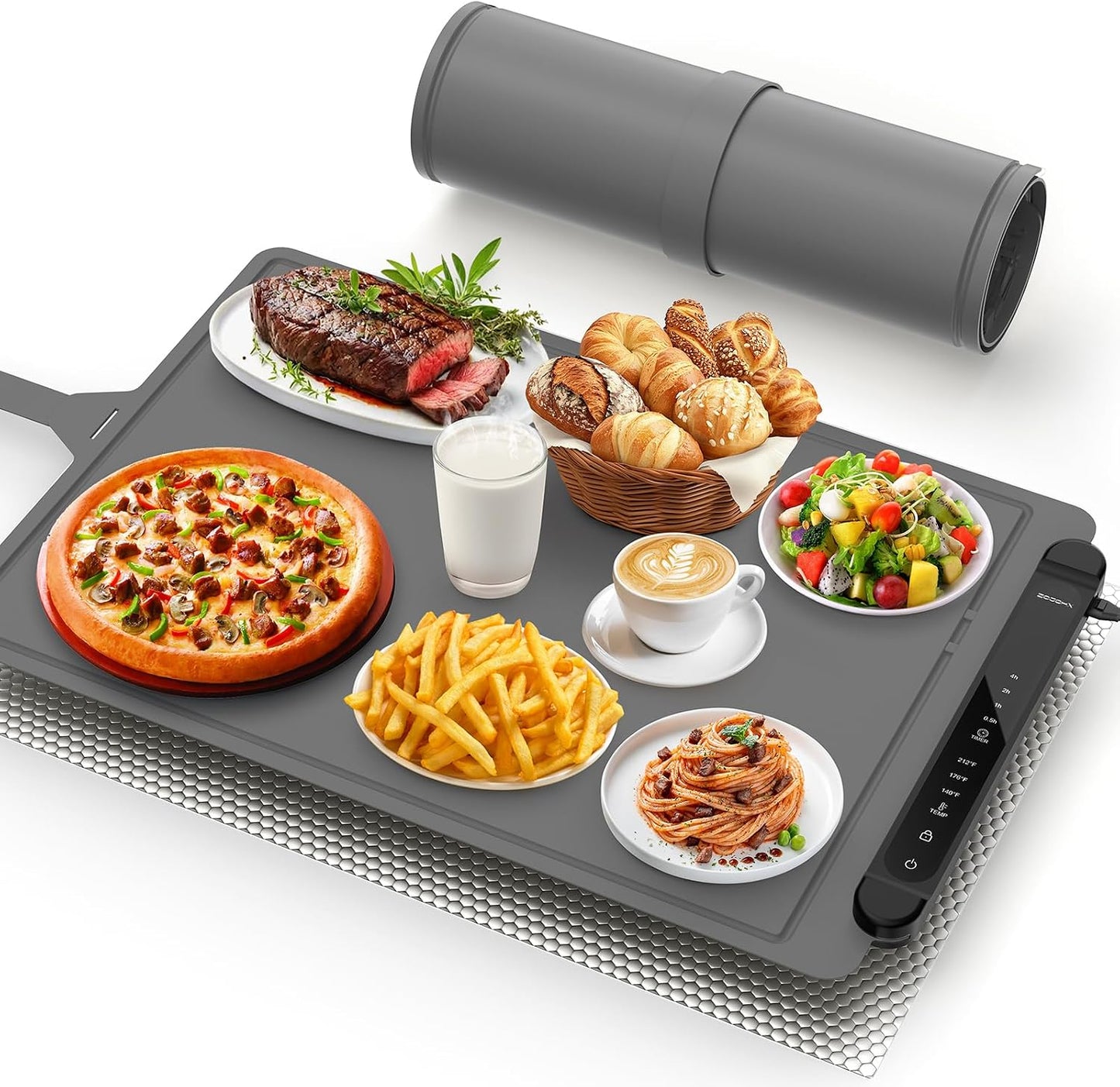 Bandeja eléctrica silicona ajustable 3 temp 4 timer