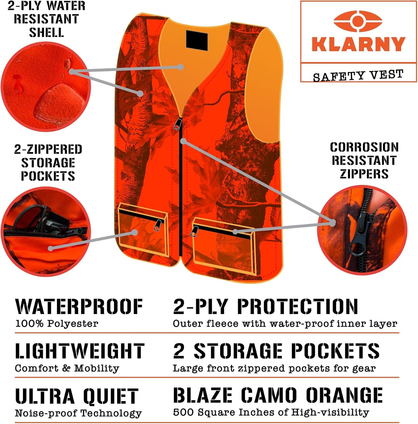 Chaleco caza naranja alta visibilidad impermeable