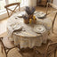 Mantel redondo gasa beige dorado 60x60pulg con purpurina mármol