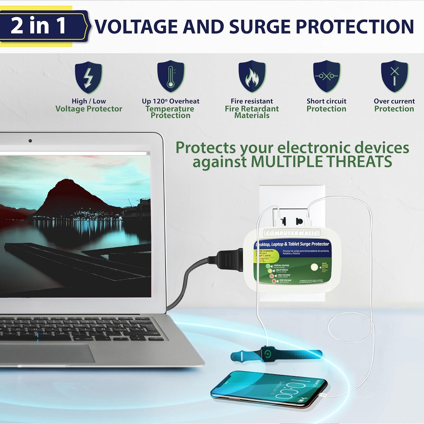 Combo 2 protectores voltaje para computadoras TV y consolas