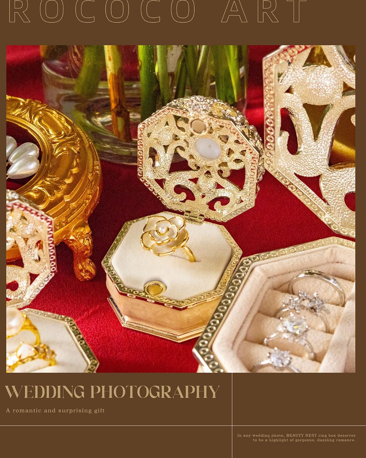Caja doble anillo boda propuesta cristal blanco vintage