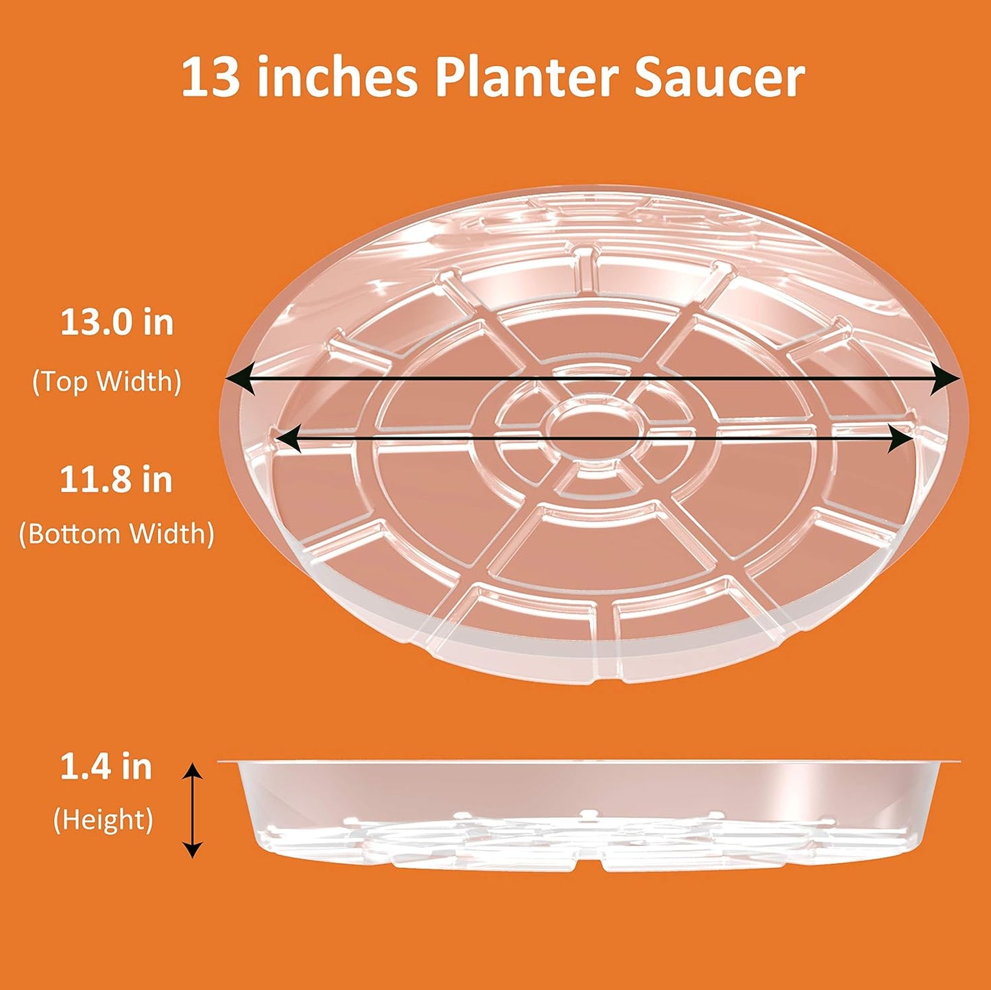 Platos plástico transparente para macetas 13" set 10