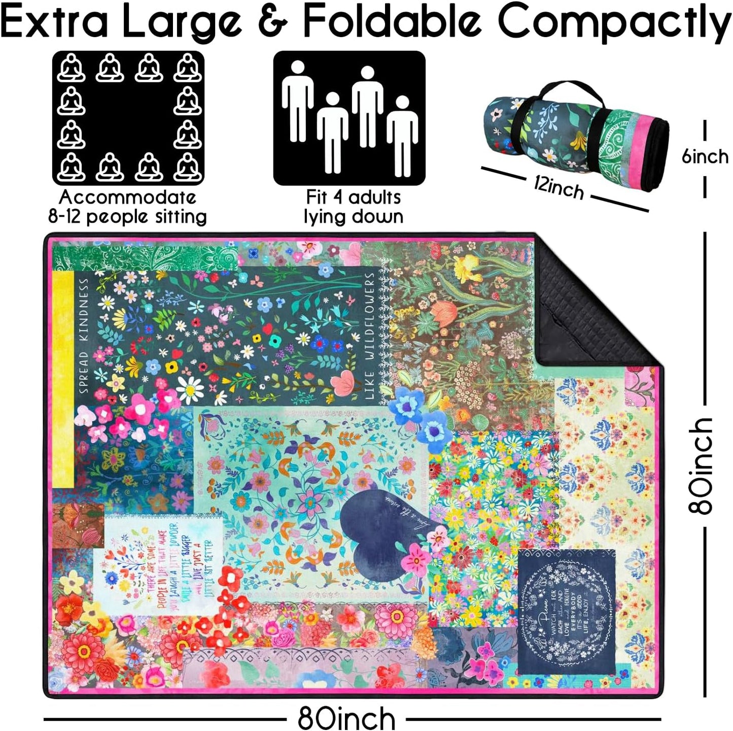 Manta picnic impermeable 80x80pulg 3 capas plegable