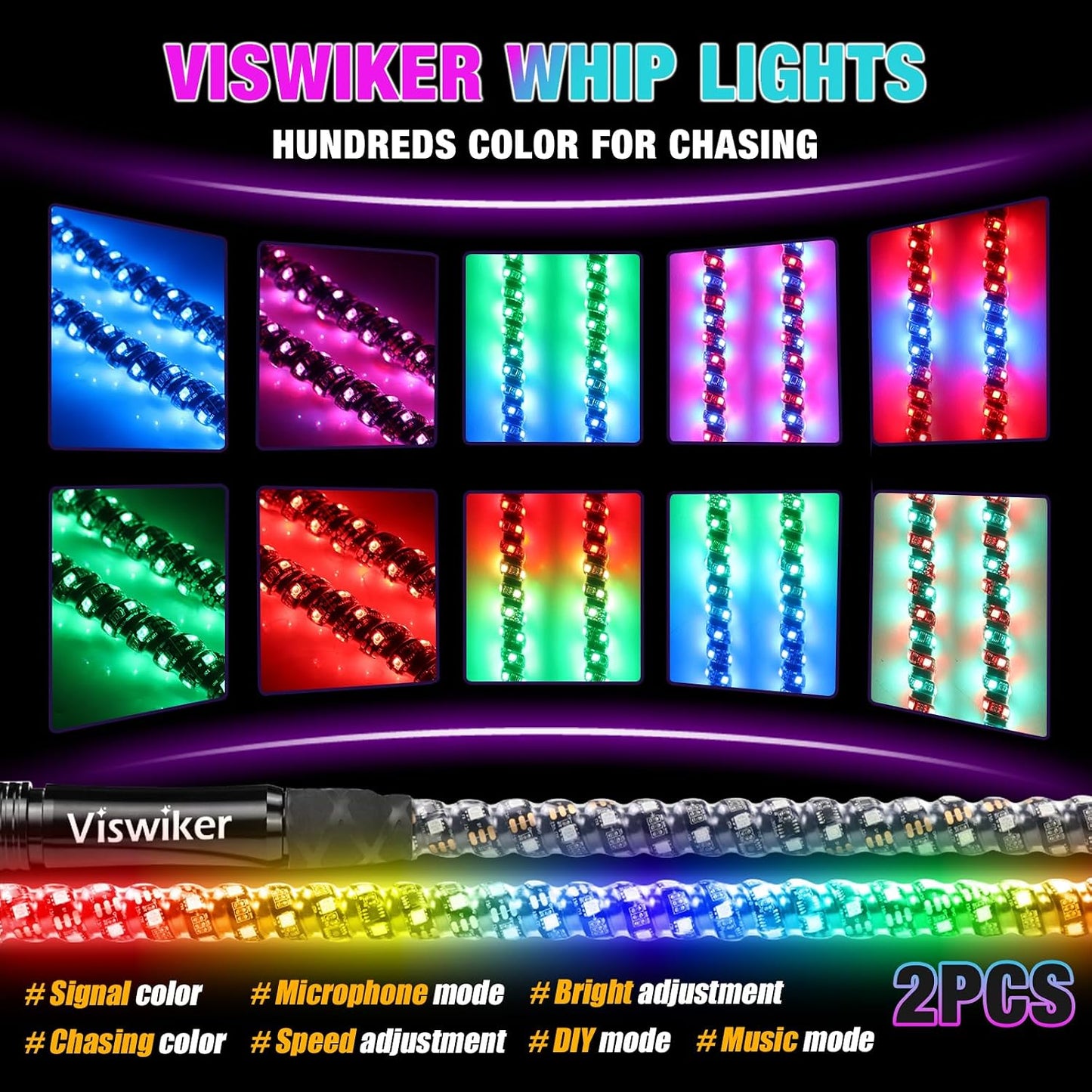 2 Pzas Luces LED UTV/ATV APP control remoto modos color