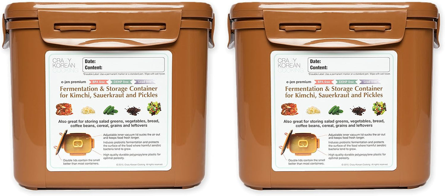 Contenedor Kimchi 3.4L Set 2 de Vidrio con Tapa Ajustable