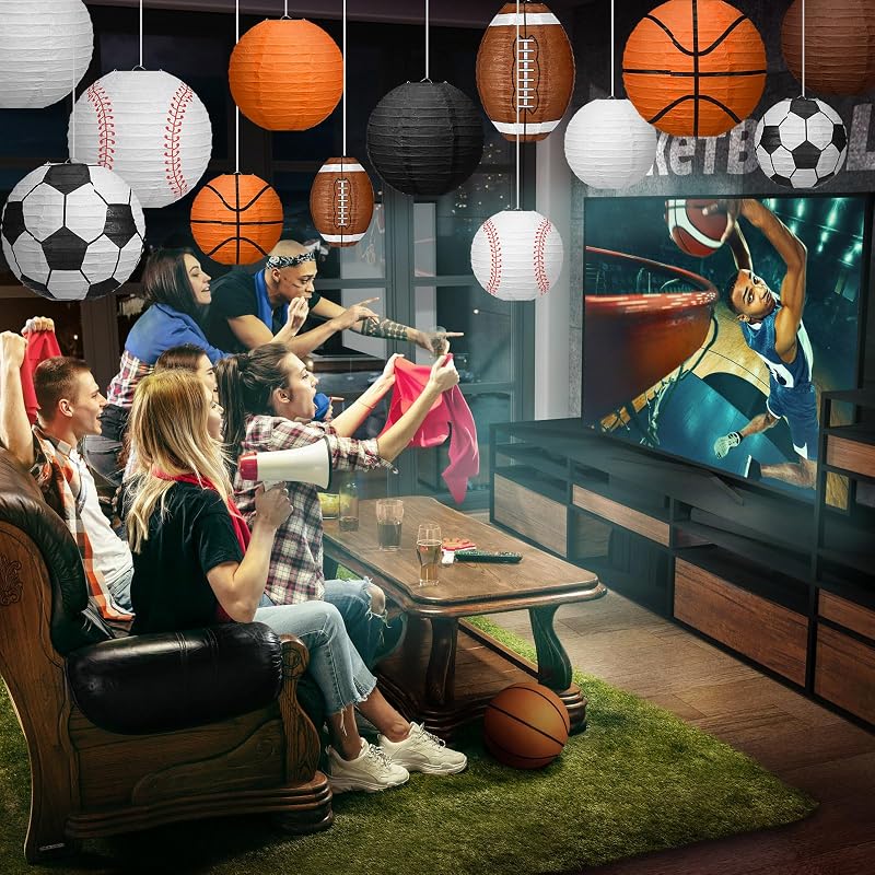 13 Linternas Papel Temática Deportiva Fútbol Béisbol Baloncesto